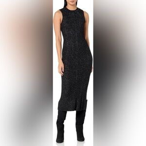 PAIGE Marium Black Sparkle Sleeveless Midi Knit Sweater Dress Small